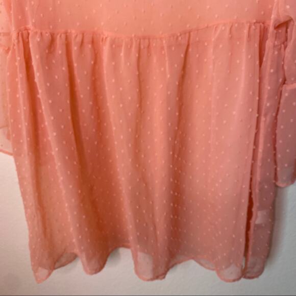 Red Lolly Orange Bell Sleeve Dotted Top Large - Picture 6 of 10